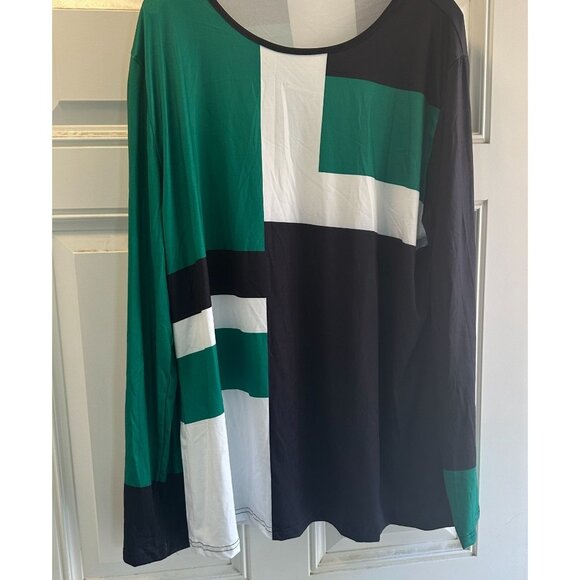 Color Block Long Sleeve Top Geometric Pattern  Fabric  Size 2XL - Picture 5 of 8